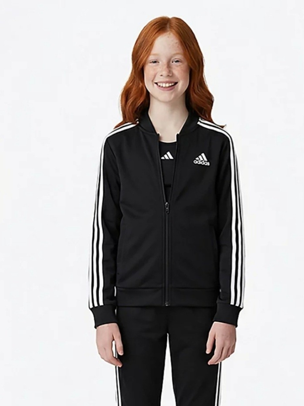 Adidas Black Track Jacket with White Three Stripes